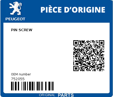 Product image: Peugeot - 752055 - PIN SCREW  0