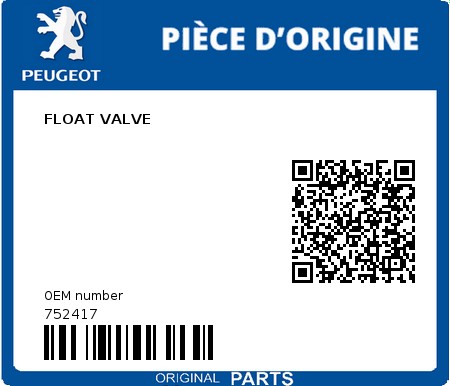 Product image: Peugeot - 752417 - FLOAT VALVE  0
