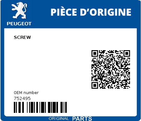 Product image: Peugeot - 752495 - SCREW  0