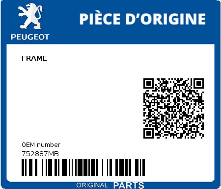 Product image: Peugeot - 752887MB - FRAME  0