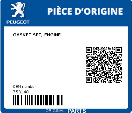 Product image: Peugeot - 753148 - GASKET SET, ENGINE  0