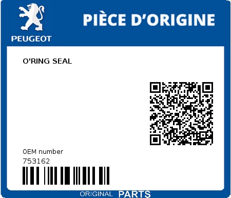 Product image: Peugeot - 753162 - O'RING SEAL  0