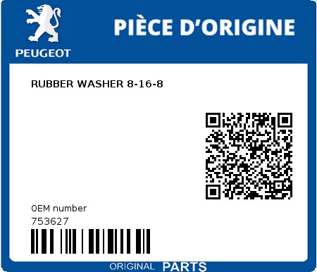 Product image: Peugeot - 753627 - RUBBER WASHER 8-16-8  0