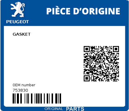 Product image: Peugeot - 753830 - GASKET  0