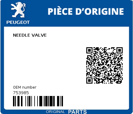 Product image: Peugeot - 753985 - NEEDLE VALVE  0