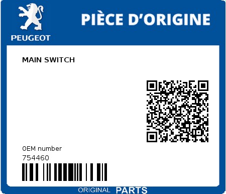 Product image: Peugeot - 754460 - MAIN SWITCH  0