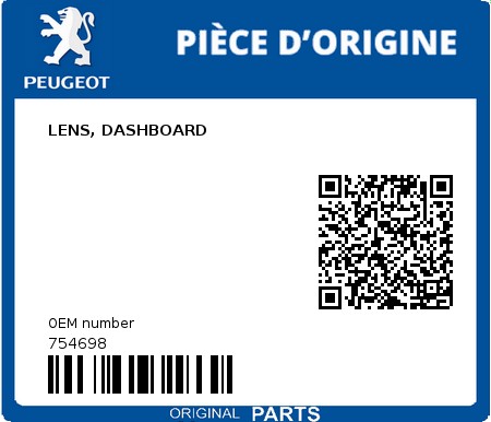 Product image: Peugeot - 754698 - LENS, DASHBOARD  0