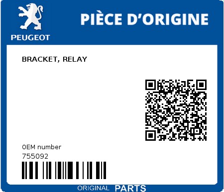 Product image: Peugeot - 755092 - BRACKET, RELAY  0