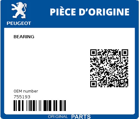 Product image: Peugeot - 755193 - BEARING  0
