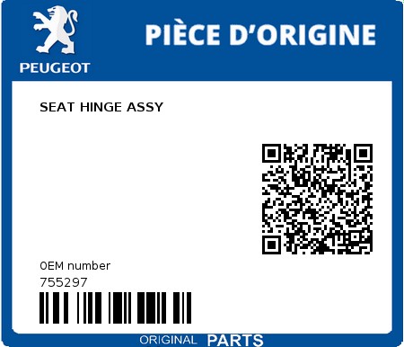 Product image: Peugeot - 755297 - SEAT HINGE ASSY  0
