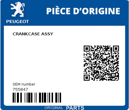 Product image: Peugeot - 755847 - CRANKCASE ASSY  0