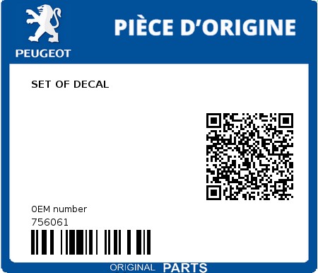 Product image: Peugeot - 756061 - SET OF DECAL  0