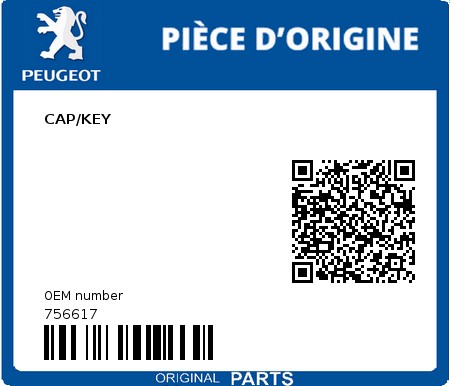 Product image: Peugeot - 756617 - CAP/KEY  0