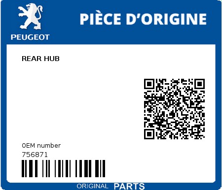 Product image: Peugeot - 756871 - REAR HUB  0