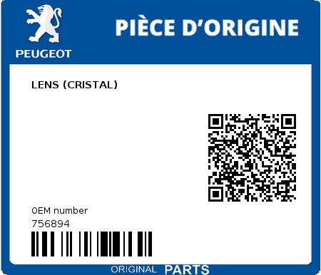 Product image: Peugeot - 756894 - LENS (CRISTAL)  0