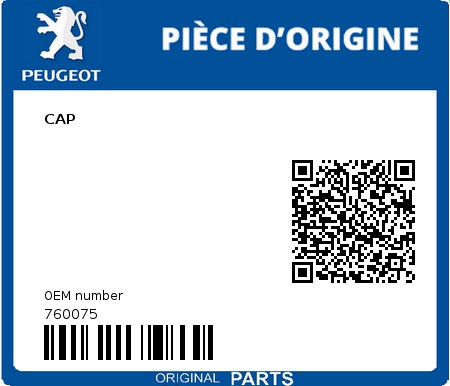 Product image: Peugeot - 760075 - CAP  0