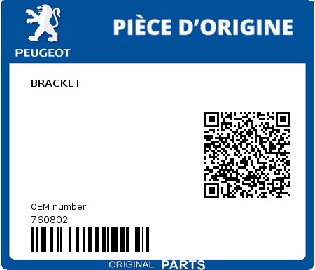 Product image: Peugeot - 760802 - BRACKET  0
