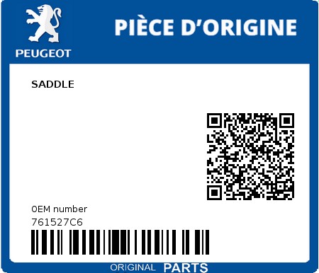 Product image: Peugeot - 761527C6 - SADDLE  0