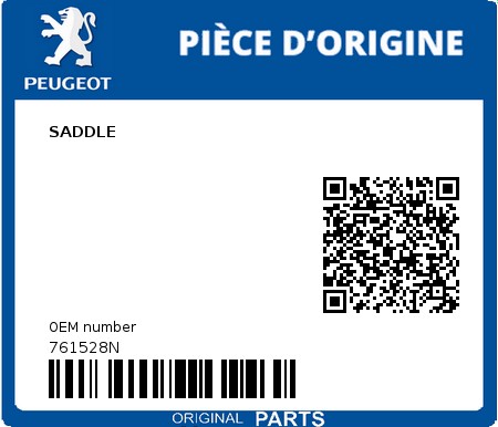 Product image: Peugeot - 761528N - SADDLE  0