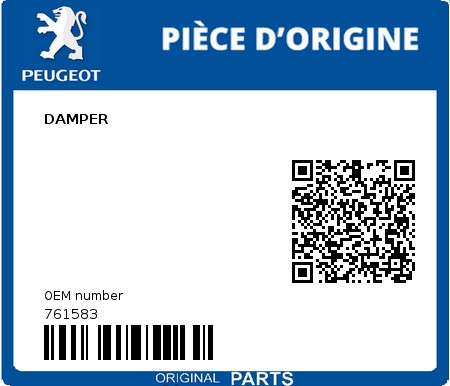 Product image: Peugeot - 761583 - DAMPER  0
