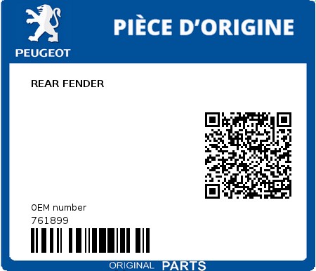Product image: Peugeot - 761899 - REAR FENDER  0