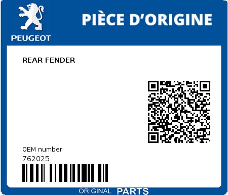 Product image: Peugeot - 762025 - REAR FENDER  0