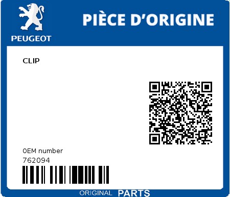 Product image: Peugeot - 762094 - CLIP  0