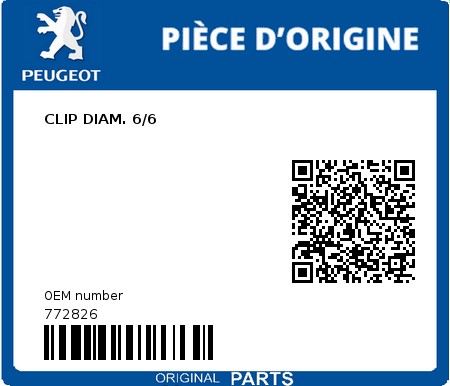 Product image: Peugeot - 772826 - CLIP DIAM. 6/6  0