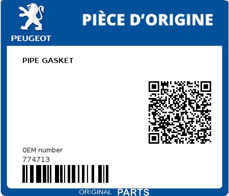 Product image: Peugeot - 774713 - PIPE GASKET  0