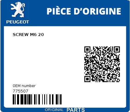 Product image: Peugeot - 775507 - SCREW M6 20  0