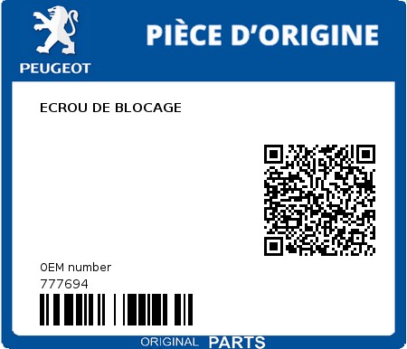 Product image: Peugeot - 777694 - ECROU DE BLOCAGE  0