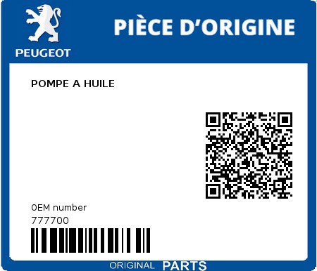 Product image: Peugeot - 777700 - POMPE A HUILE  0