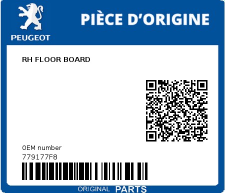 Product image: Peugeot - 779177F8 - RH FLOOR BOARD  0
