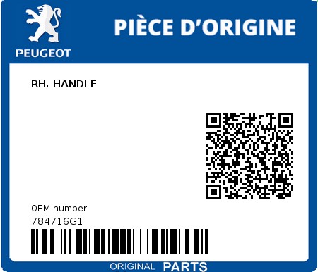 Product image: Peugeot - 784716G1 - RH. HANDLE  0