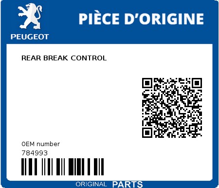 Product image: Peugeot - 784993 - REAR BREAK CONTROL  0