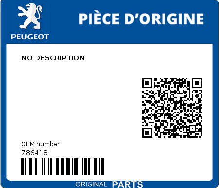 Product image: Peugeot - 786418 - NO DESCRIPTION  0