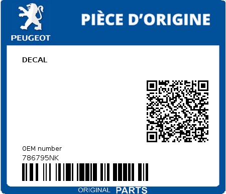 Product image: Peugeot - 786795NK - DECAL  0