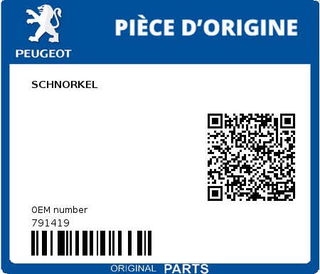 Product image: Peugeot - 791419 - SCHNORKEL  0