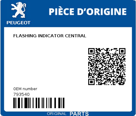Product image: Peugeot - 793540 - FLASHING INDICATOR CENTRAL  0