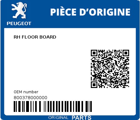 Product image: Peugeot - 800378000000 - RH FLOOR BOARD  0