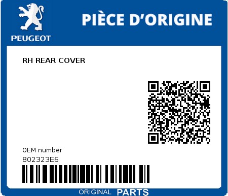 Product image: Peugeot - 802323E6 - RH REAR COVER  0