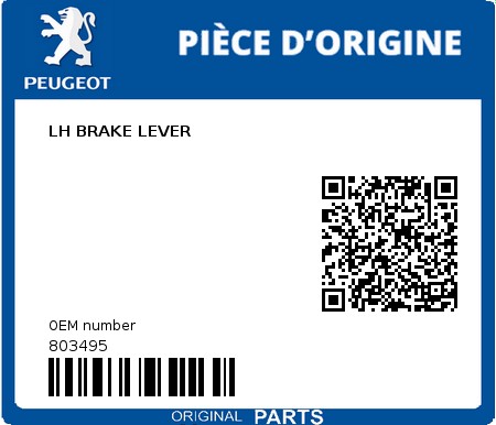 Product image: Peugeot - 803495 - LH BRAKE LEVER  0