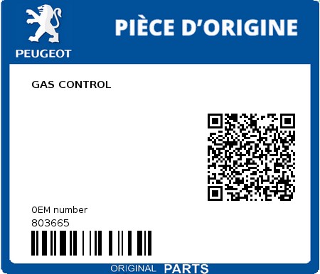 Product image: Peugeot - 803665 - GAS CONTROL  0