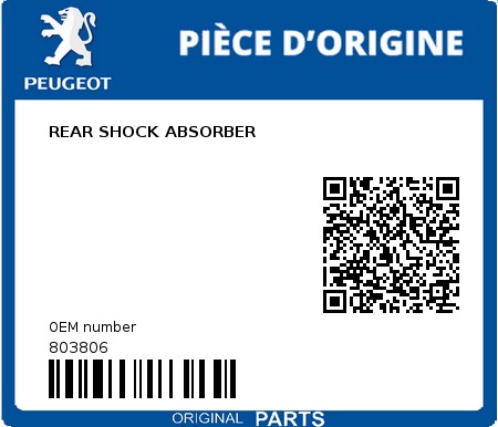 Product image: Peugeot - 803806 - REAR SHOCK ABSORBER  0