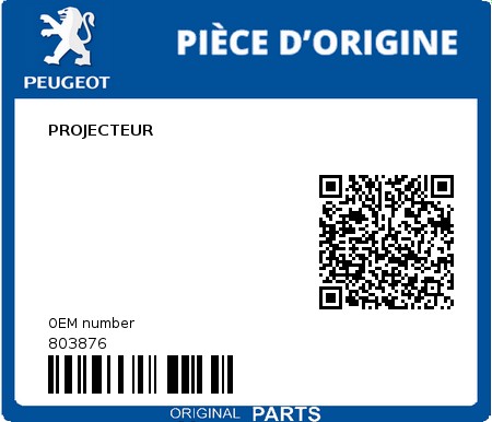 Product image: Peugeot - 803876 - PROJECTEUR  0