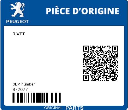 Product image: Peugeot - 872077 - RIVET  0