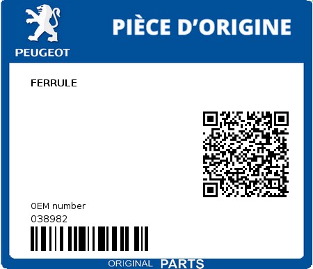 Product image: Peugeot - 038982 - FERRULE  0