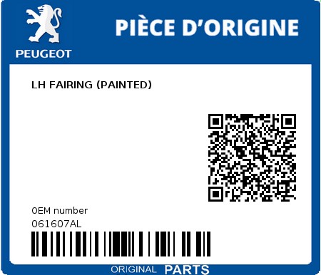 Product image: Peugeot - 061607AL - LH FAIRING (PAINTED)  0