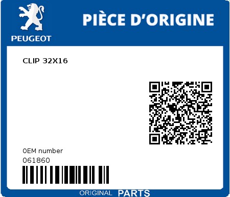 Product image: Peugeot - 061860 - CLIP 32X16  0
