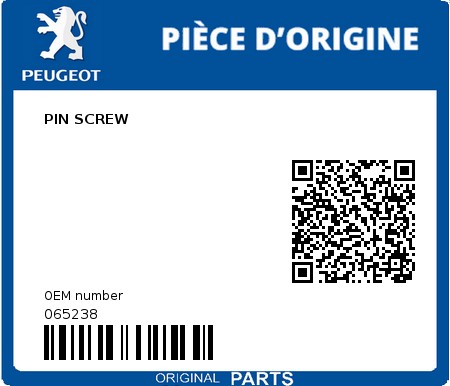 Product image: Peugeot - 065238 - PIN SCREW  0
